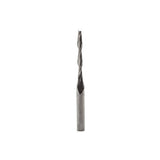 Torquata Twin-Flute Upcut Spiral CNC Router Bit 2.0mm Diameter in action cutting non-ferrous materials