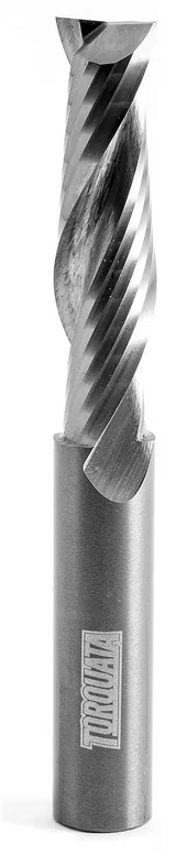 Solid carbide spiral router bit for woodworking, ideal for all timber types including melamine and MDF
