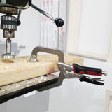 Milescraft 3in FaceClamp Framing Clamp in use, showing metal swivel pads for flush joint creation