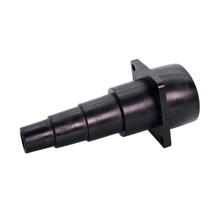 Sherwood stepped dust hose reducer connecting 2 1/2in to 1in hoses in woodworking workshop