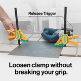 MicroJig Matchfit Quick Squeeze Dovetail Clamp in use with grooved anti-mar clamp pad