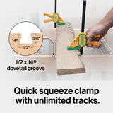 MicroJig Matchfit Quick Squeeze Dovetail Clamps in use on woodworking project in Australian workshop