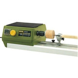 Compact PROXXON DB-250 Micro Wood Lathe in action, showcasing precise woodturning capabilities