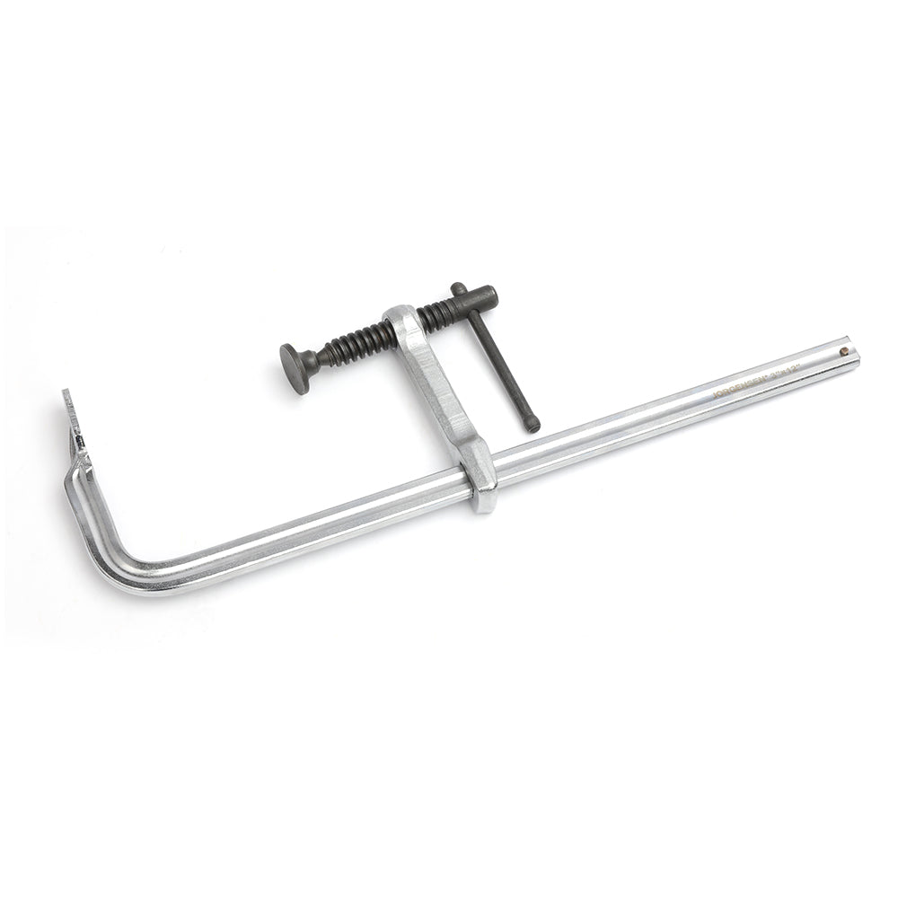 Pony Jorgensen 300mm Drop Forged Heavy Duty Bar Clamp - Side view showing chrome-plated steel bar for rust resistance