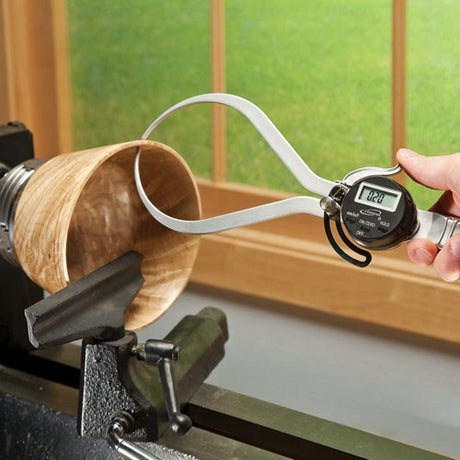 iGaging digital outside calipers with large display showing metric and imperial measurements