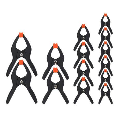 Pony Jorgensen Set of 14 Plastic Spring Clamps in Various Sizes with Pivoting Jaw Pads