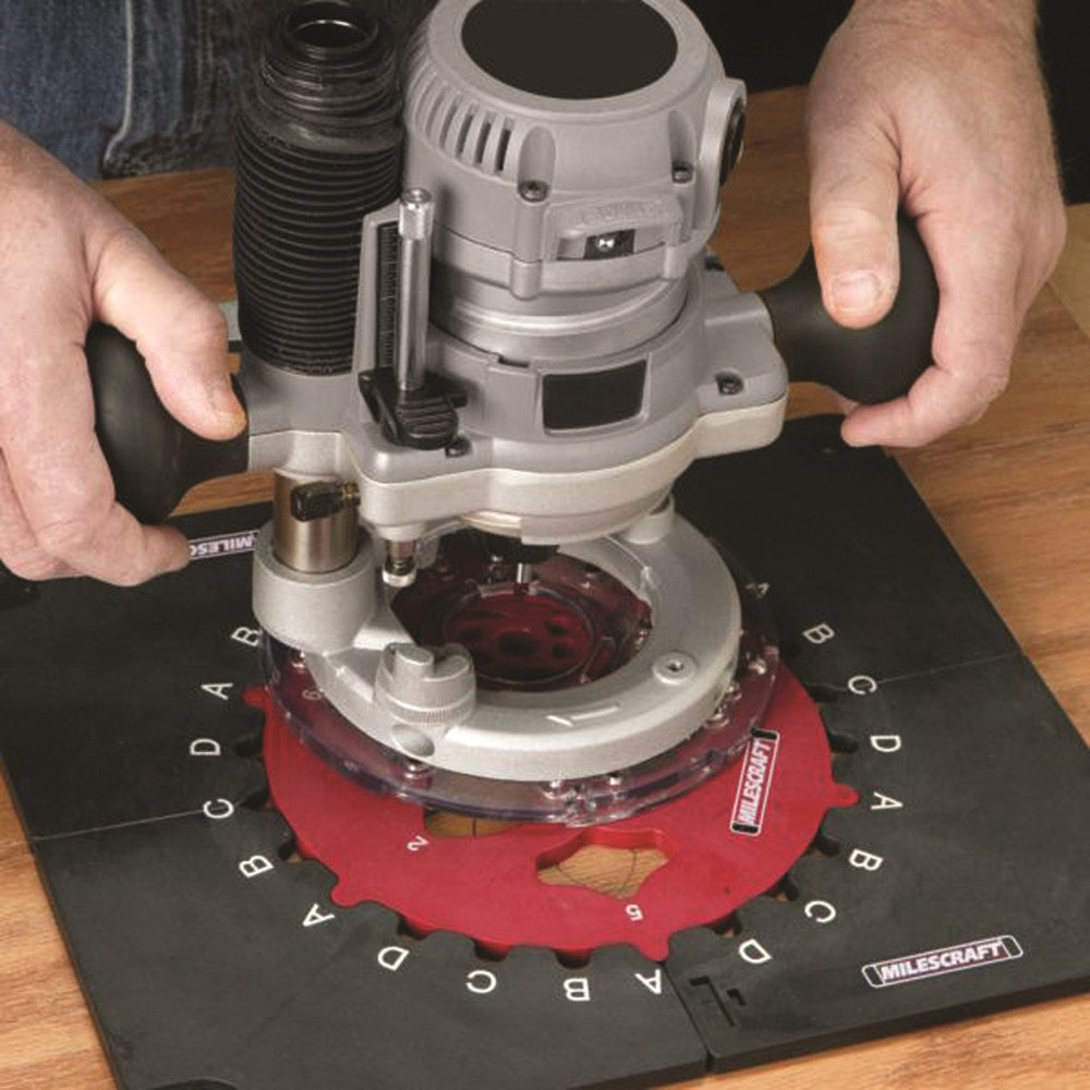 Milescraft Design & Inlay Kit showing intricate woodworking pattern creation