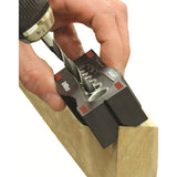 Portable Milescraft DrillBlock Metric Drill Guide in use, ensuring precise and accurate drilling