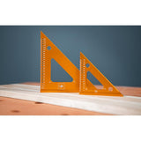 Compact Speed Squares 75mm & 125mm with Marking Holes in Anodised Aluminium, ideal for precision woodworking tasks