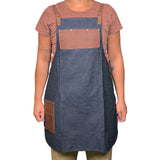 En Mina Basic Apron 2 Pockets Denim & Tan Leather