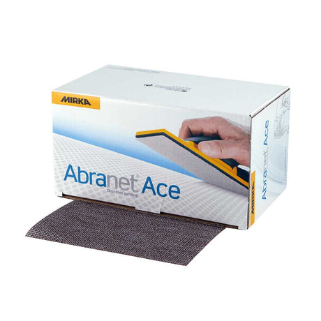 Mirka Abranet Ace Sanding Sheet 81 x 133mm - Pack of 50 in use on wood surface