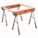 Adjustable Speedhorse XT sawhorse with extended legs, showcasing sturdiness and versatility for woodworking tasks