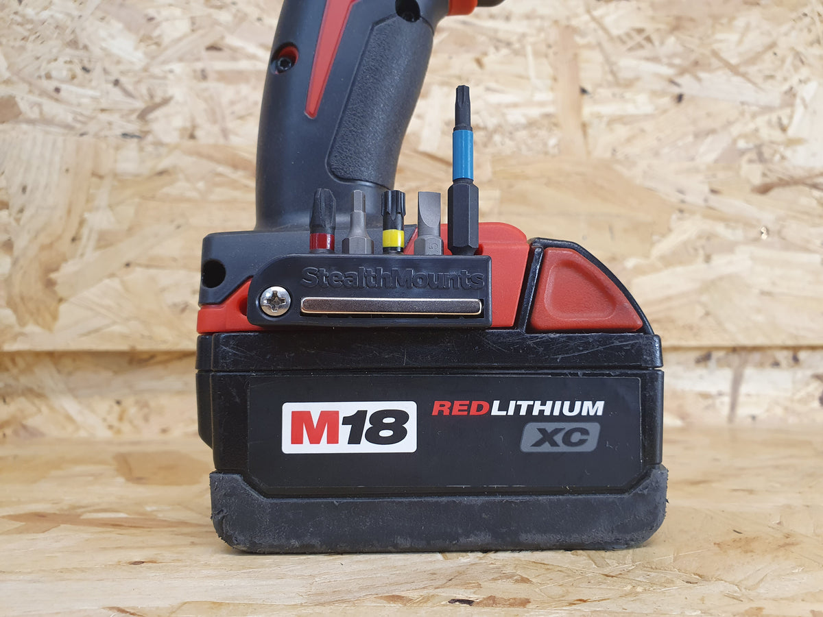 StealthMounts Magnetic Bit Holder for Milwaukee M18 18V Tools Pack of 2 Red