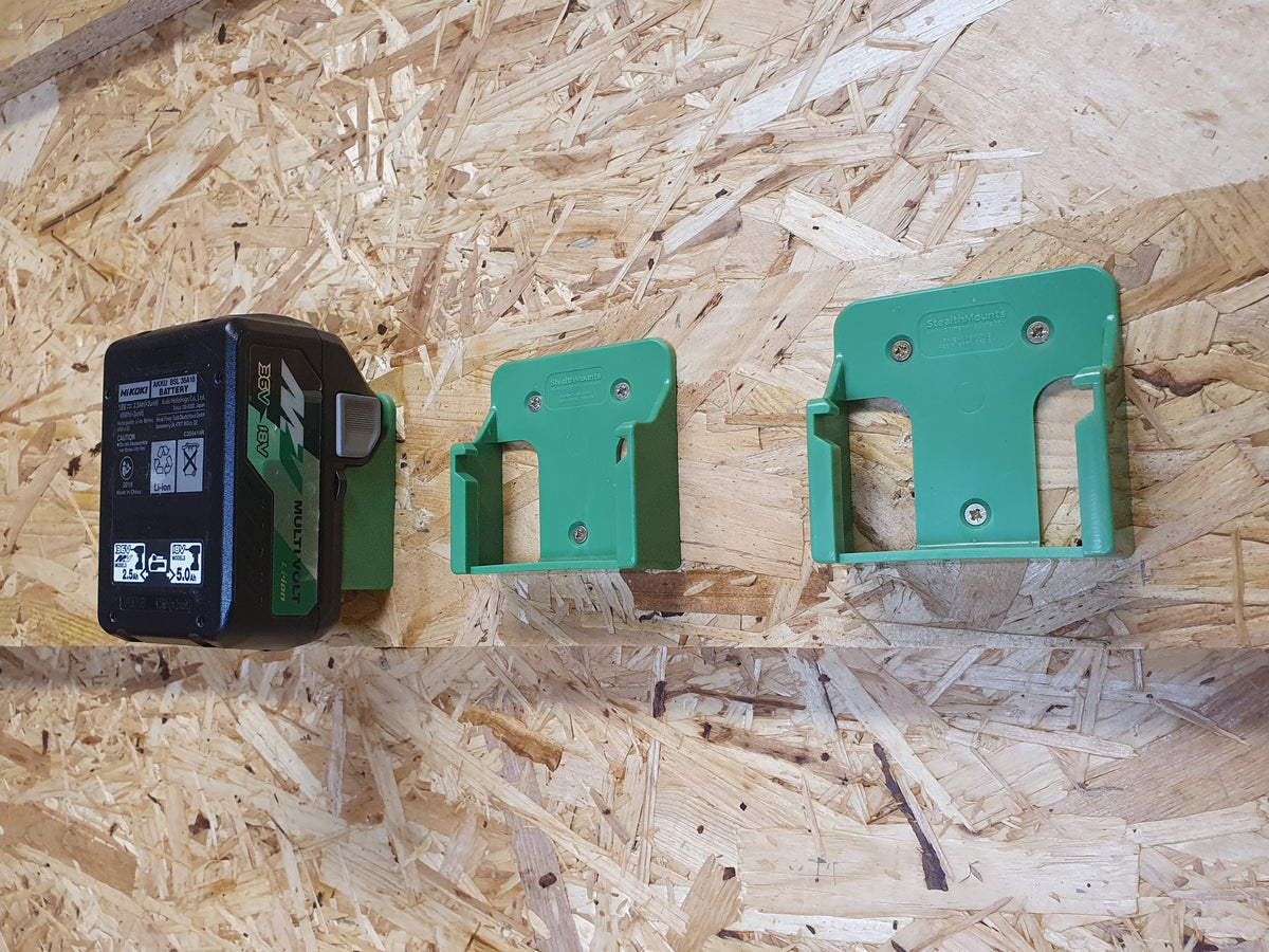StealthMounts HIKOKI / Metabo HPT / Hitachi Battery Mounts 18V Pack of 6 Green