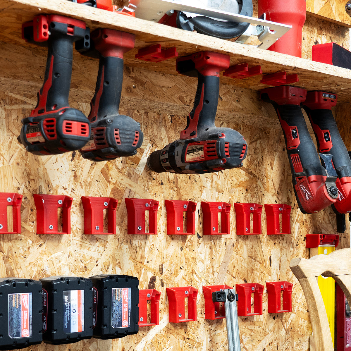 StealthMounts Milwaukee M18 18V Battery Mounts Pack of 6 Red