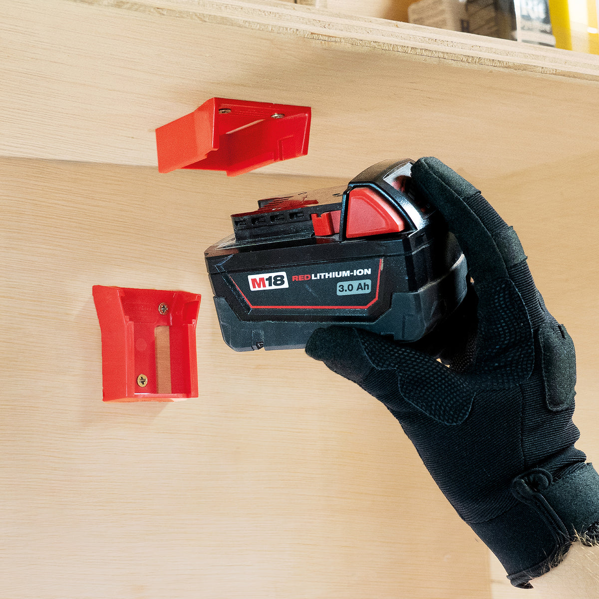 StealthMounts Milwaukee M18 18V Battery Mounts Pack of 6 Red
