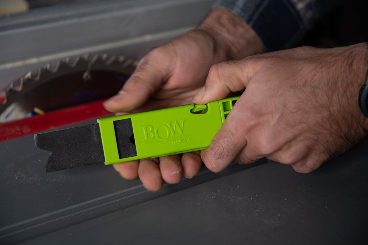 Bow Products PushPRO Push Stick with Replacement EVA Tips angled view with high density foam tips for improved feed control and wood protection