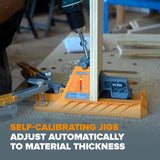Self-adjusting BORA Tool Auto-Jig for accurate pocket hole drilling