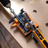Compact self-adjusting pocket hole jig for wood joinery. Easy to use for DIY and pro woodworkers