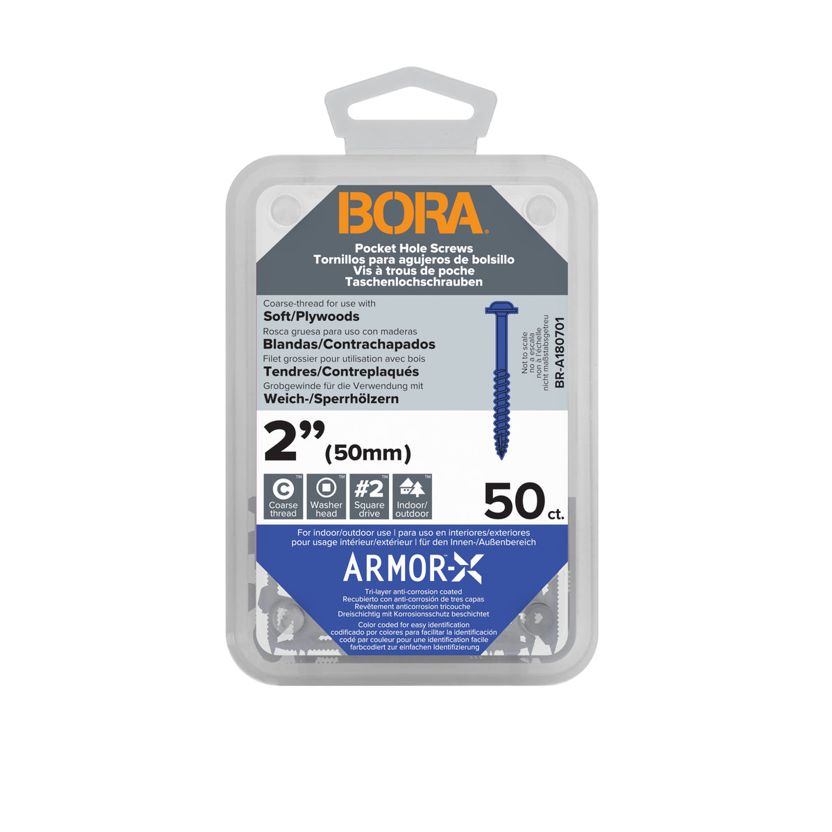 BORA Tool 8Gx50mm Coarse Pocket Wood Screws SQD Pack of 50 in Australian woodworking store