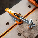 BORA Tool Auto Adjust T-Track Standard Toggle Clamp in use on woodworking project