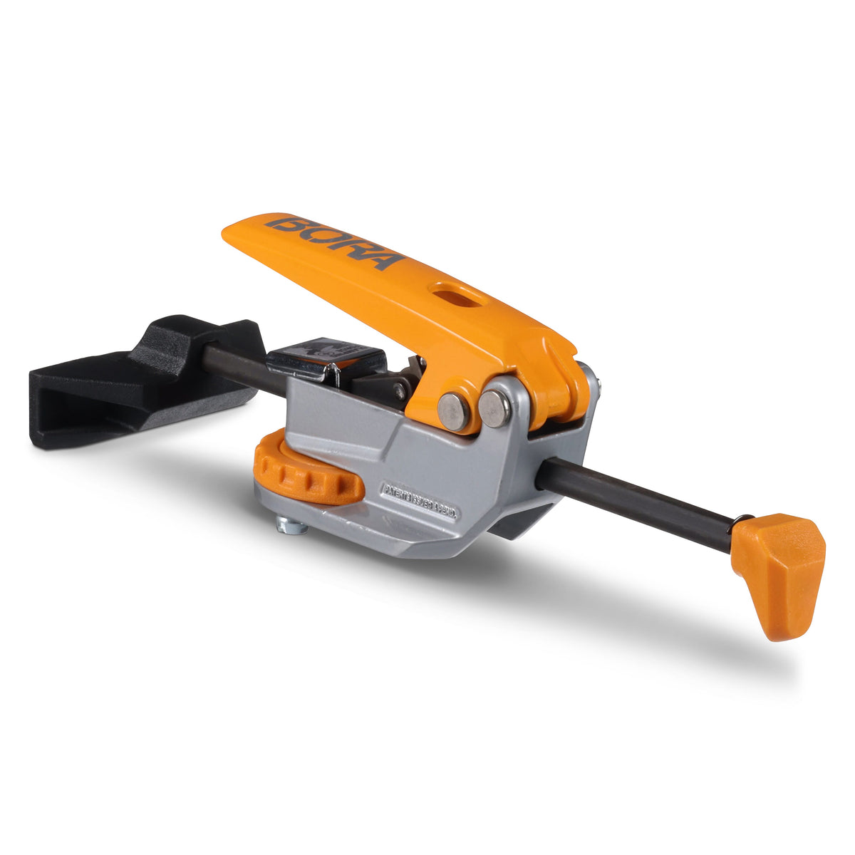 BORA Tool Auto Adjust Inline T-Track Toggle Clamp in use on woodworking project