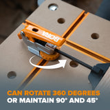 BORA Tool Auto Adjust Inline T-Track Toggle Clamp in use on woodworking project