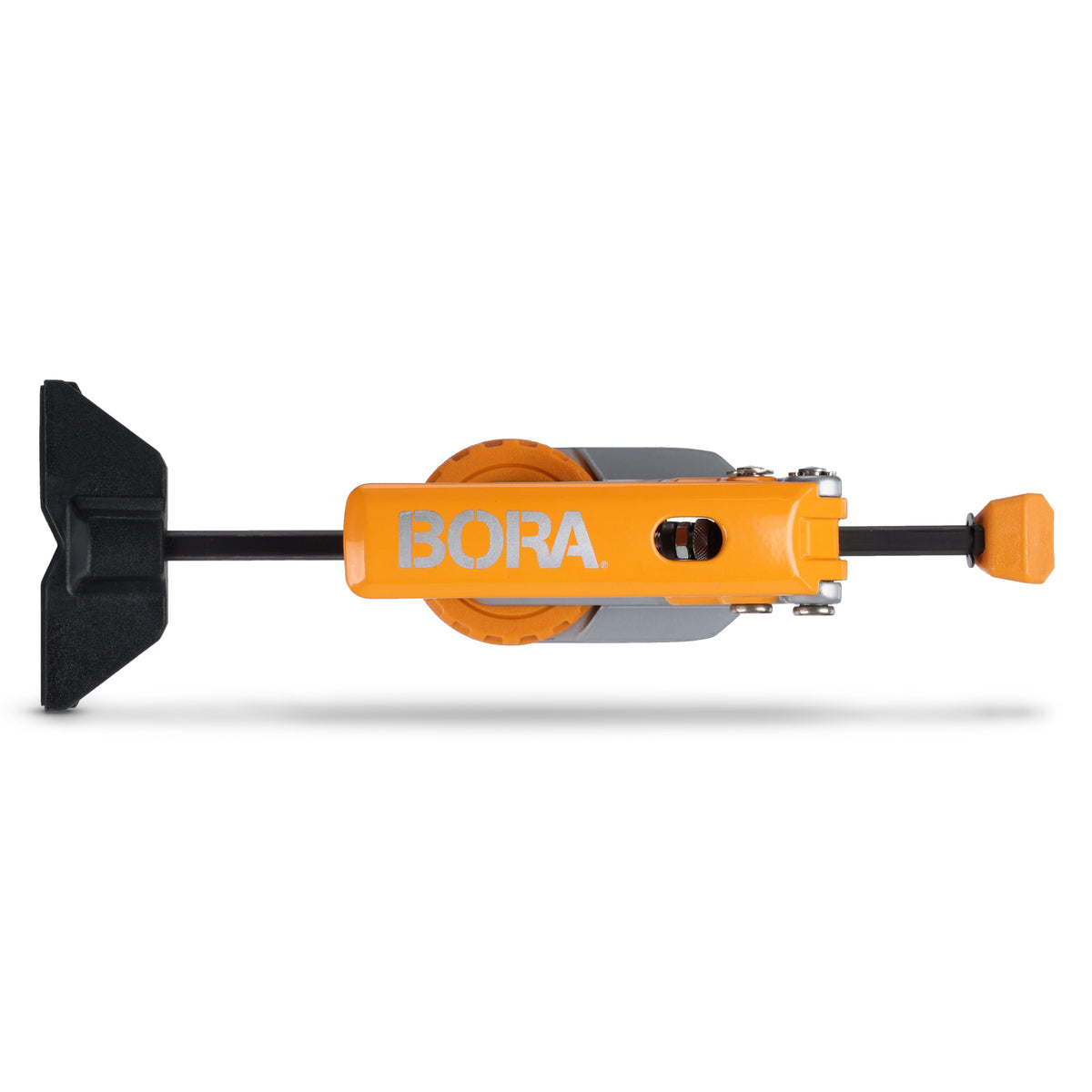 BORA Tool Auto Adjust Inline T-Track Toggle Clamp in use on woodworking project