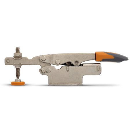 BORA Tool Small Toggle Auto Adjust Clamp in Horizontal Mount on Woodworking Bench