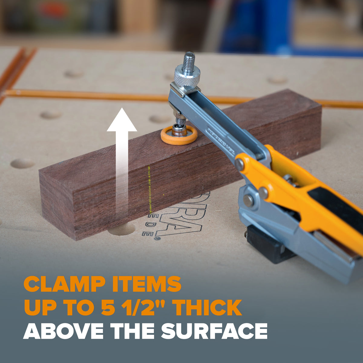 BORA Tool Dog Hole Auto Adjust Toggle Clamp in action