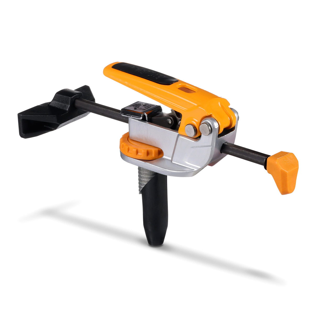 BORA Tool Dog Hole Auto Adjust Inline Toggle Clamp, side clamping for unobstructed workpiece top view