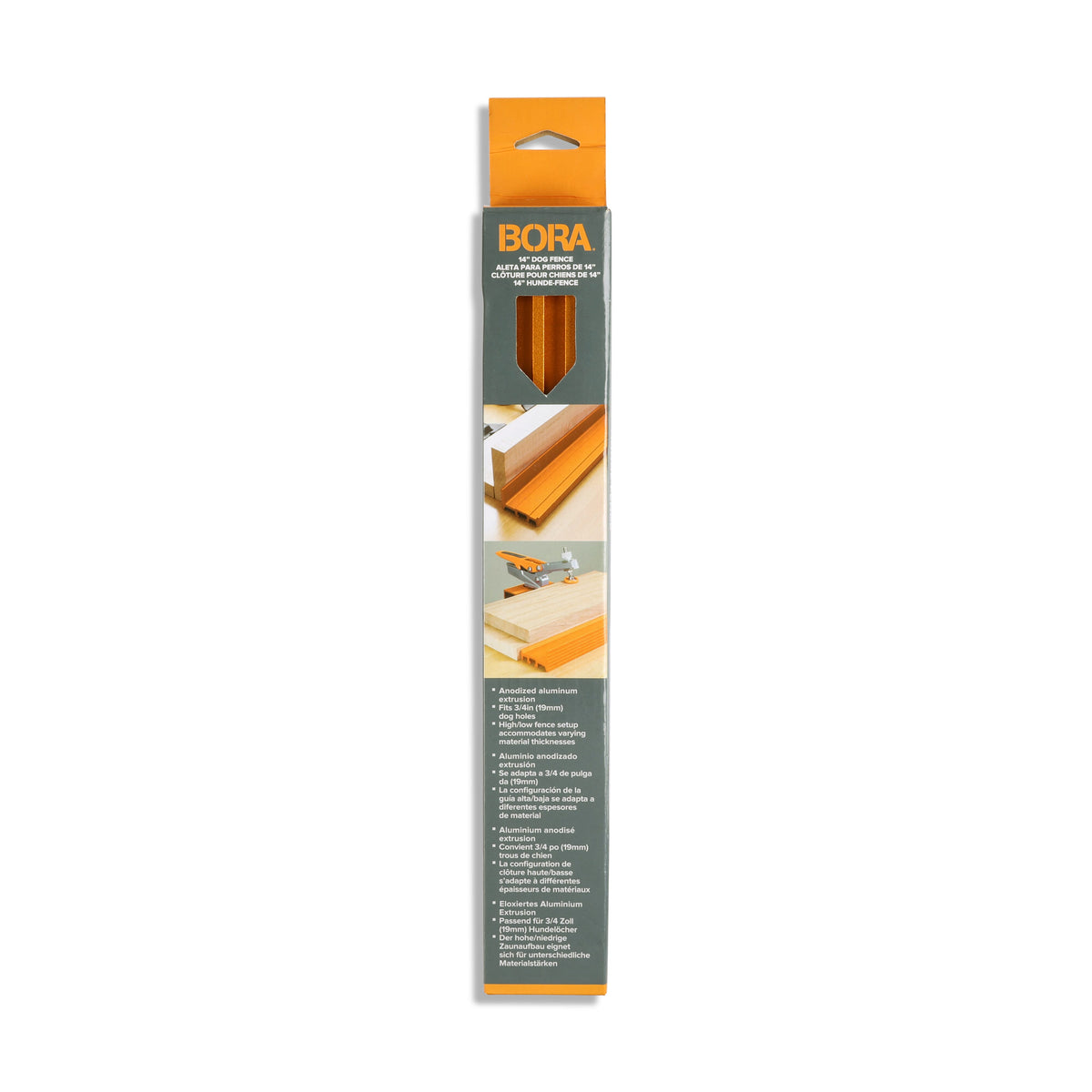 BORA Tool 14in Dog Hole Fence adjustable for workpiece positioning and bracing in 19mm dog holes
