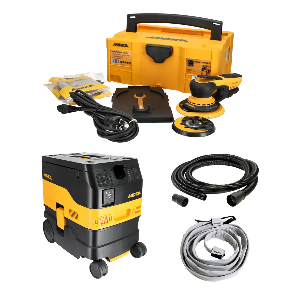 Mirka DEROS II Random Orbital Sander & DEXOS 1217 Extractor Bundle with Systainer