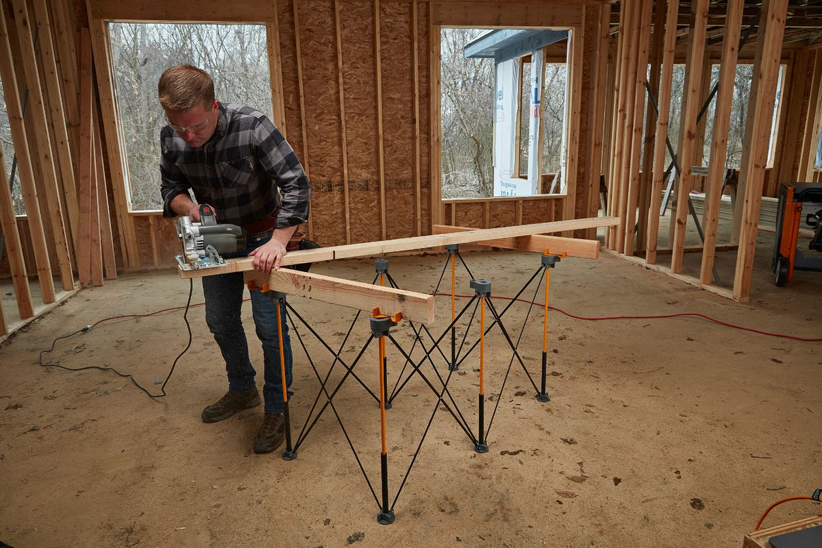 BORA Centipede Work Stand 600 x 1200mm in use at a job site