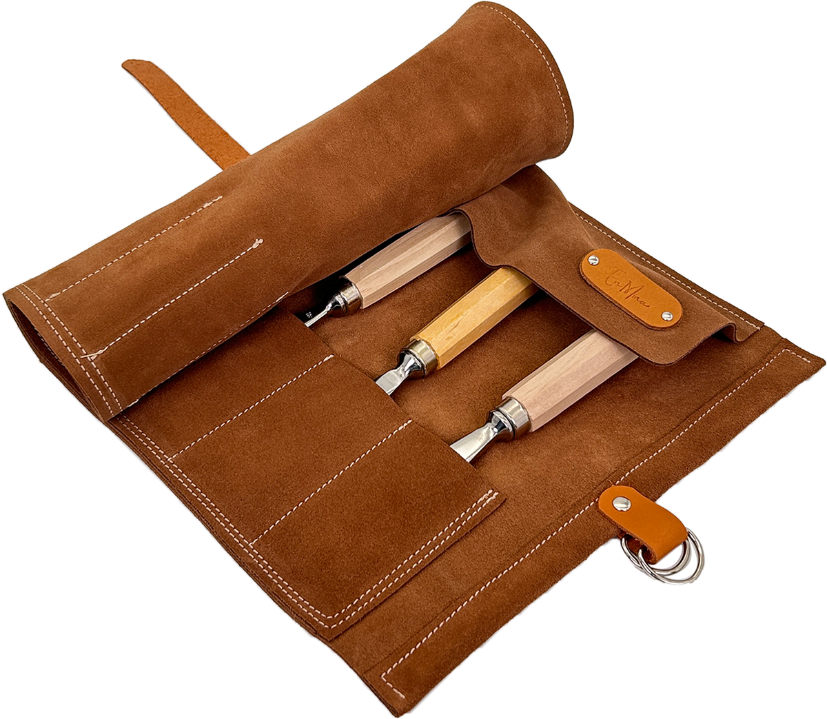 En Mina 12 Pocket Suede Chisel Roll