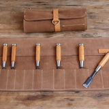 En Mina 12 Pocket Suede Chisel Roll