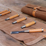En Mina 12 Pocket Suede Chisel Roll
