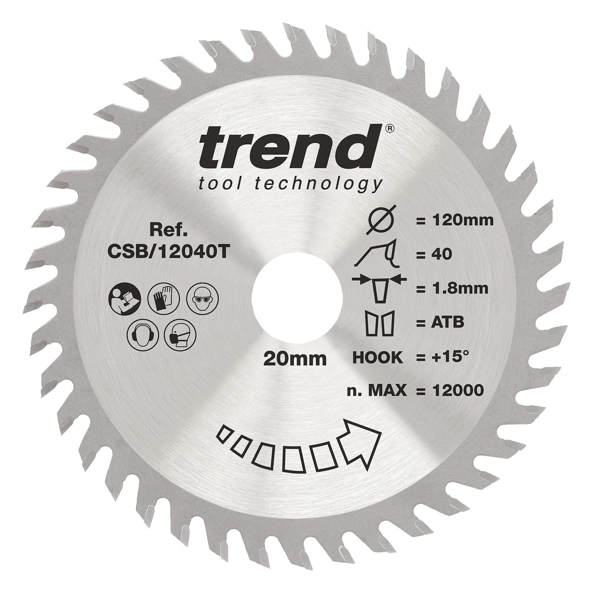 Trend 120mm x 20mm x 40T Thin Kerf Fine Cut Off Cordless Circular Saw Blade