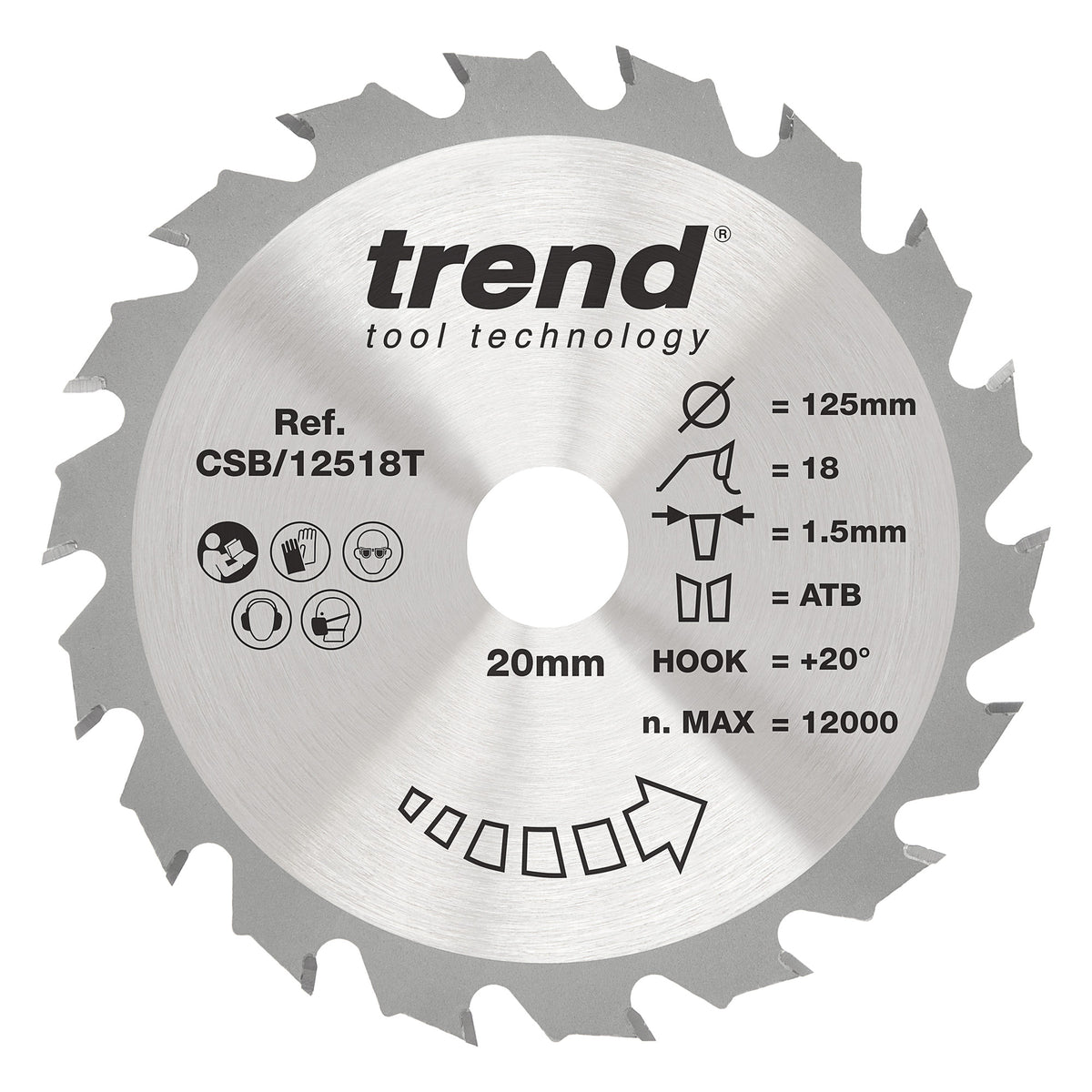 Trend 125mm x 20mm x 18T Thin Kerf Ripping Cordless Circular Saw Blade