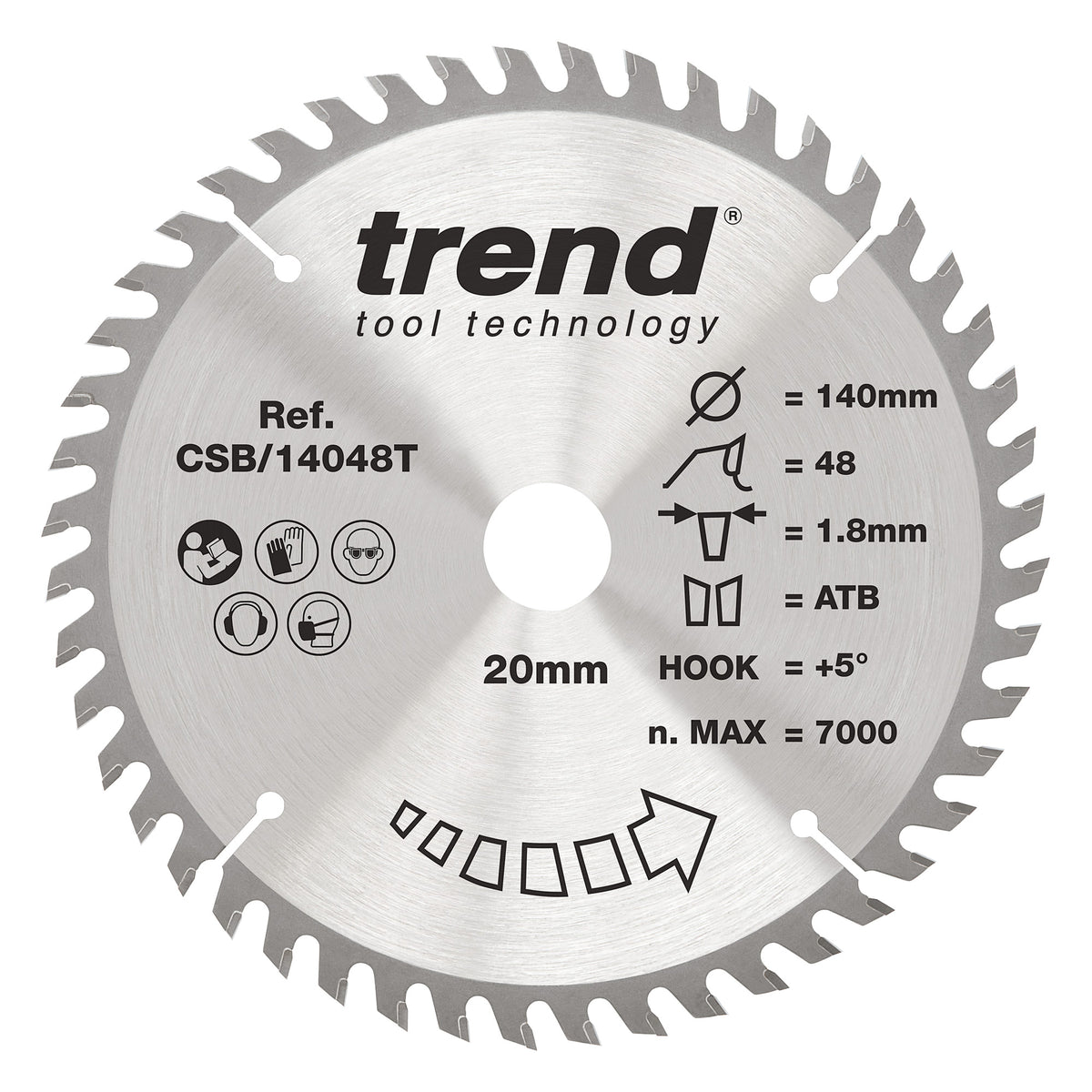 Trend 140mm x 20mm x 48T Thin Kerf Fine Cut Off Cordless Circular Saw Blade