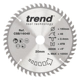 Trend 160mm x 20mm x 48T x 2.4mm Fine Cut Off Circular Saw Blade