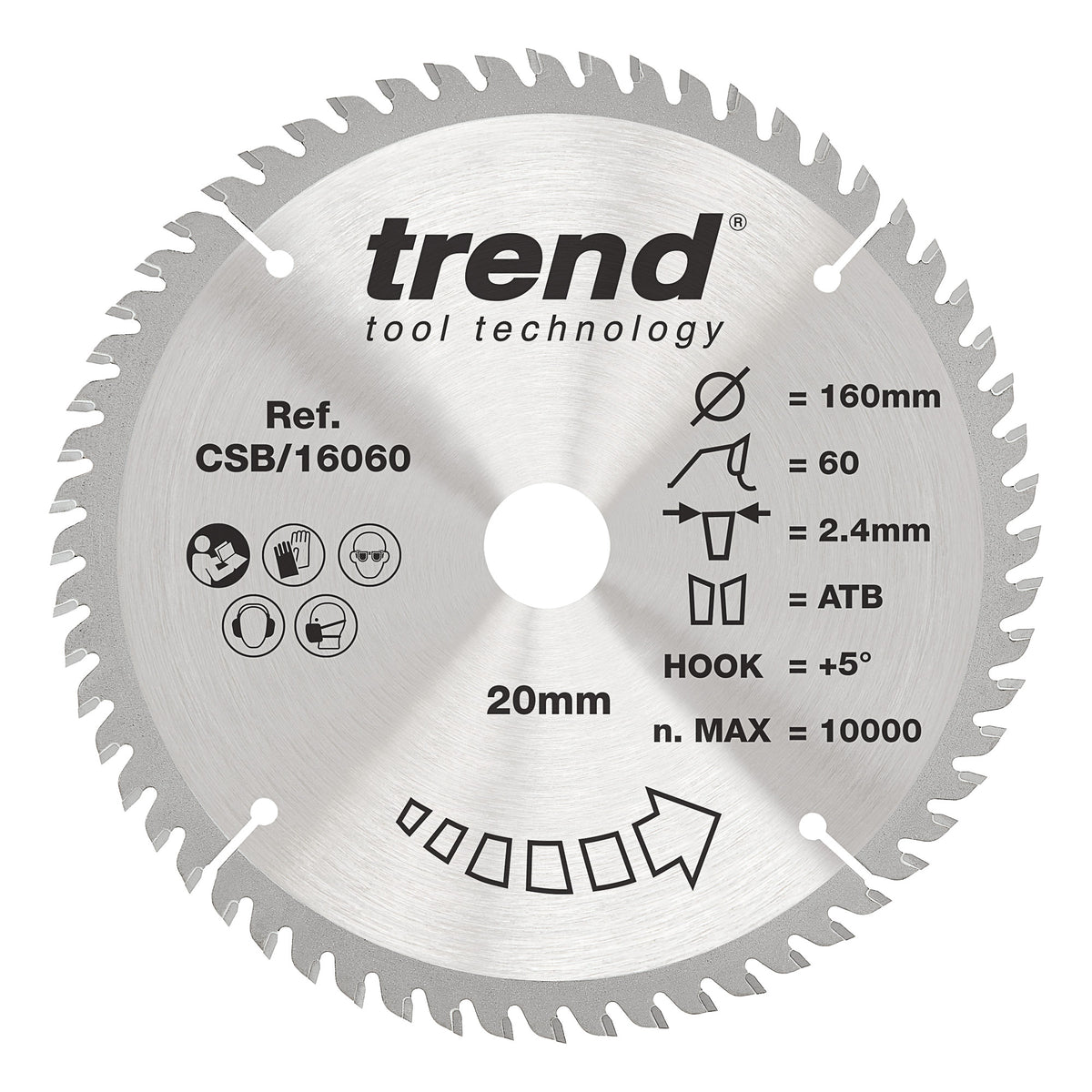 Trend 160mm x 20mm x 60T Fine Cut Off Circular Saw Blade