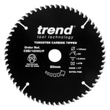 Trend 160mm x 20mm x 60T PTFE Coated Fine Cut Off Circular Saw Blade