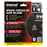Trend 160mm x 20mm x 60T PTFE Coated Fine Cut Off Circular Saw Blade