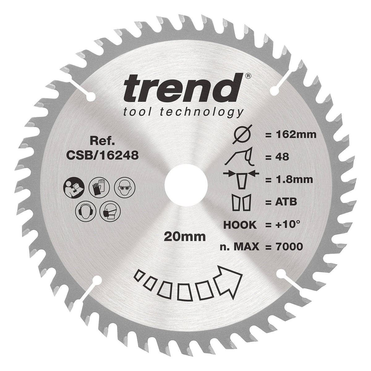 Trend 162mm x 20mm x 48T General Purpose Cordless Circular Saw Blade