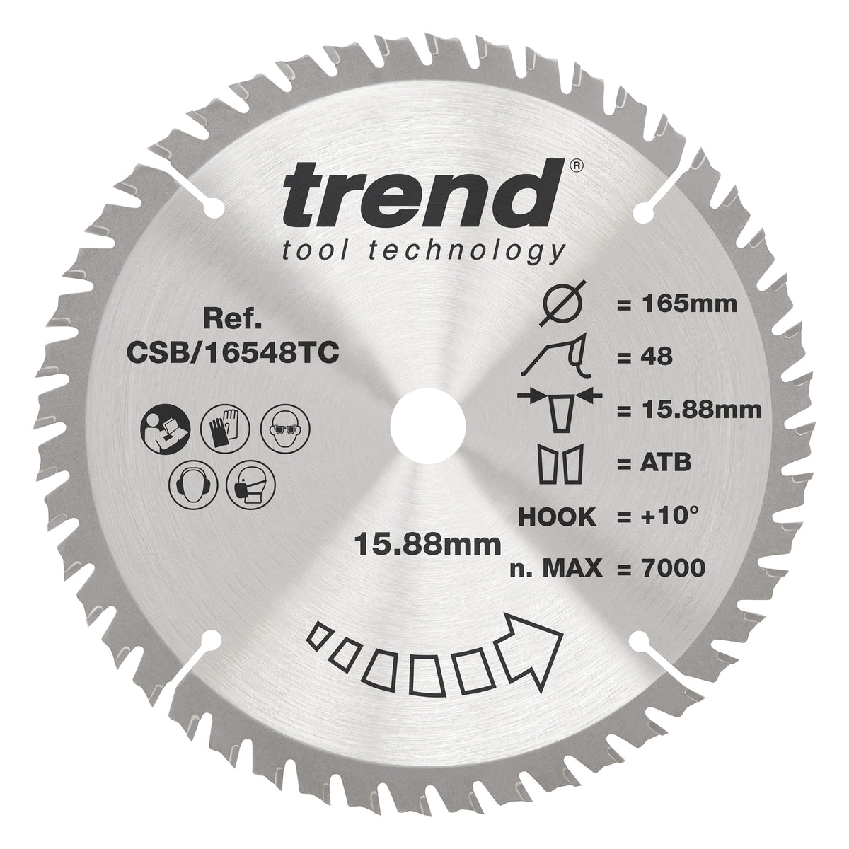 Trend 165mm x 15.88mm x 48T Thin Kerf Fine Cut Off Cordless Circular Saw Blade