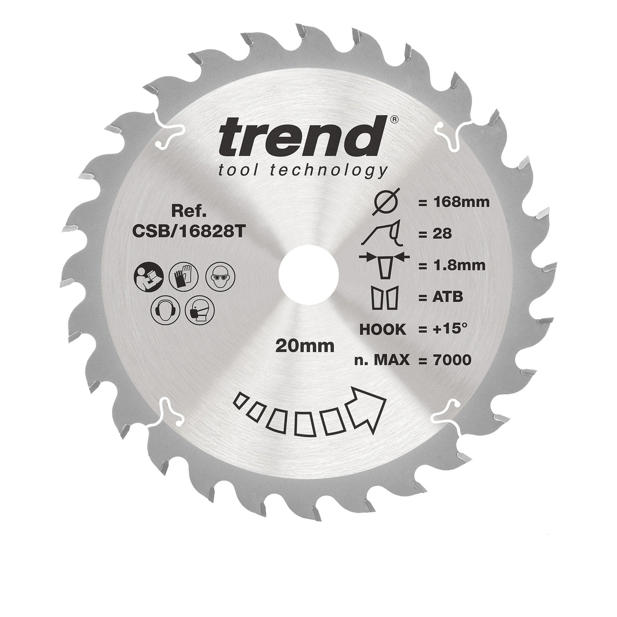 Trend 168mm x 20mm x 28T Thin Kerf Ripping Cordless Circular Saw Blade