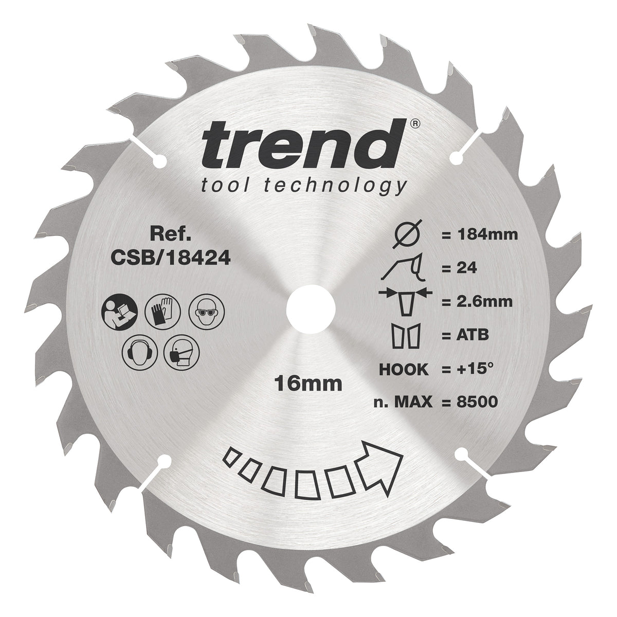 Trend 184mm x 16mm x 24T Ripping Circular Saw Blade