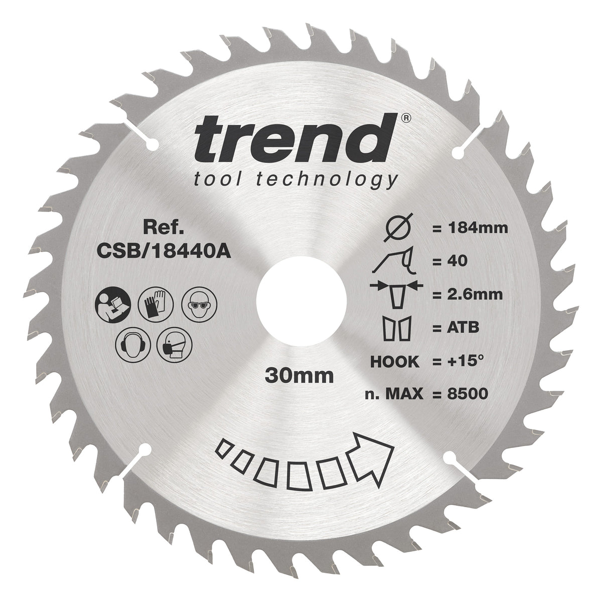 Trend 184mm x 30mm x 40T Fine Cut Off Circular Saw Blade