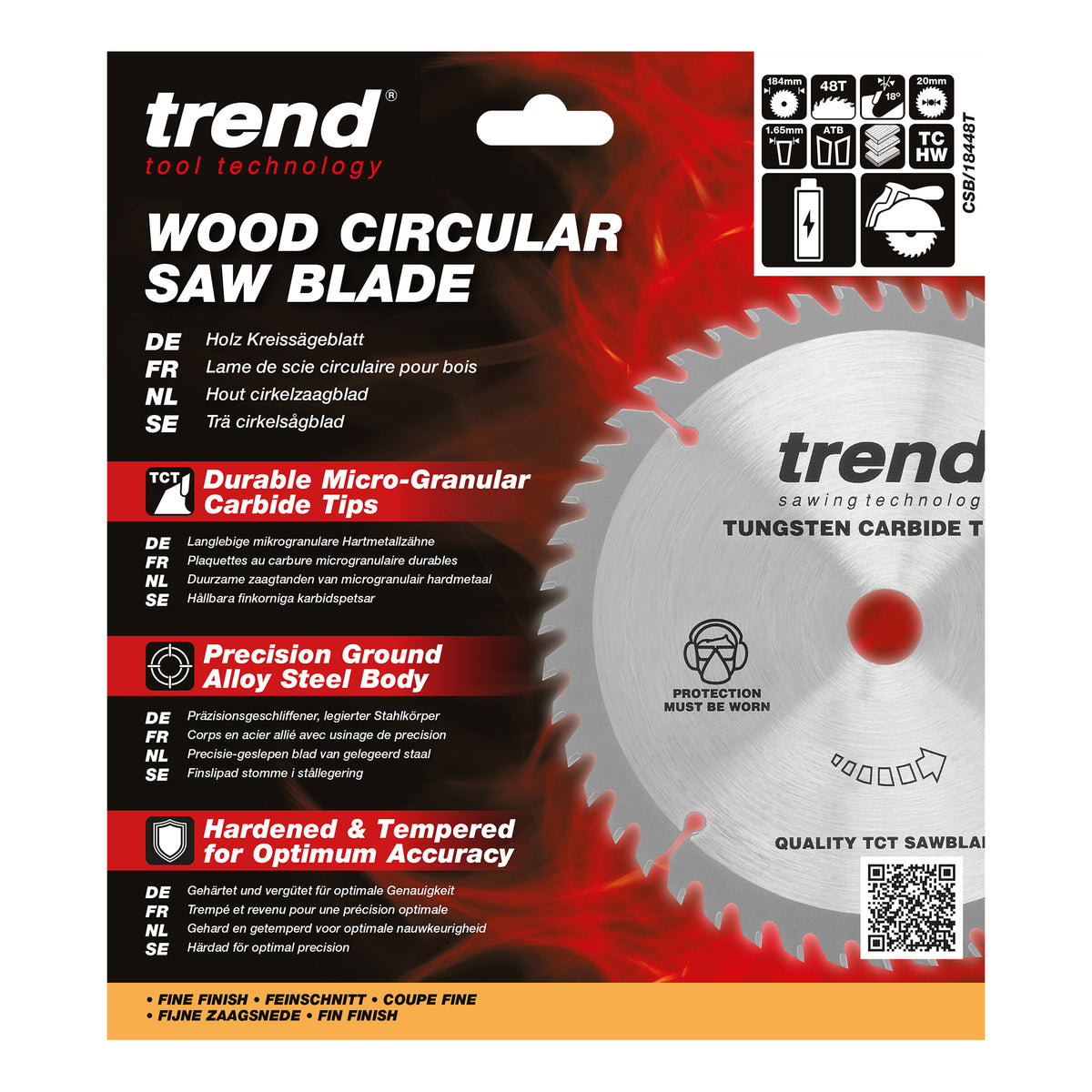 Trend 184mm x 20mm x 48T Thin Kerf General Purpose Cordless Circular Saw Blade